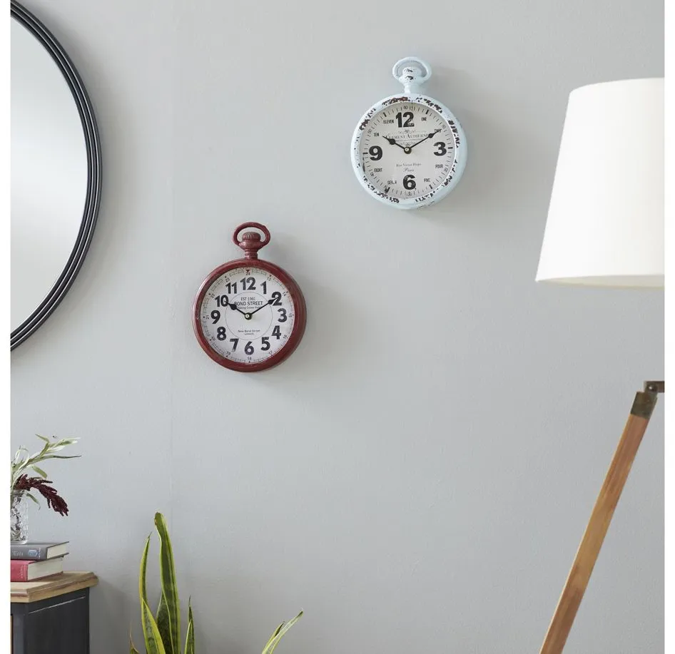 UMA Enterprises Ivy Collection Witherspoon Wall Clock Set of 2 in White;Brown by UMA Enterprises